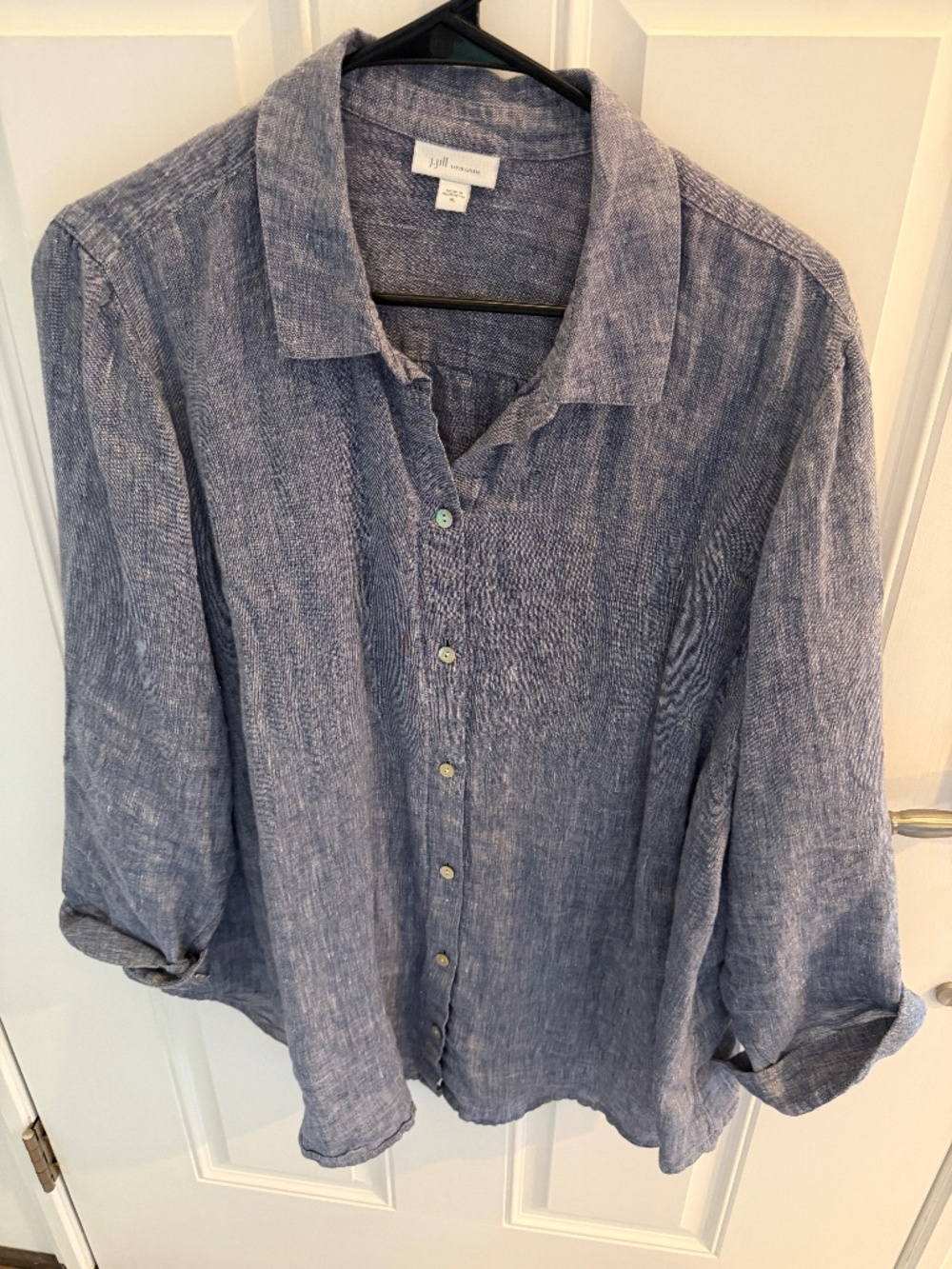 J. Jill Love Linen blue button down shirt XL